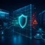 Abstrakte Firewall- und Cybersecurity-Illustration für einen KMU-Sicherheitscheck